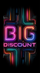 Big Discount Cyber ​​Monday Black Friday Discount Days Online Store Neon Digital Colors Vertical