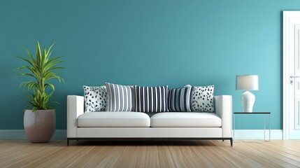 Modern teal room interior