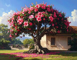 Fototapeta premium A Lush Bloom, Serene Garden Scene