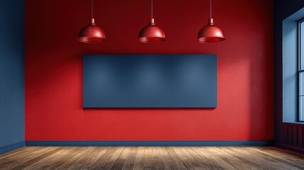Red and blue room interior