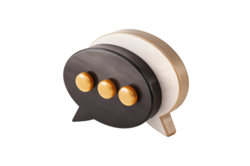 Stylish chat icon featuring speech bubble design with three prominent buttons, symbolizing communication and interaction