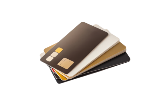 Digital payment cards stacked together, showcasing various colors and designs. These cards represent modern financial transactions and convenience