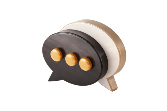 Stylish chat icon featuring speech bubble design with three prominent buttons, symbolizing communication and interaction