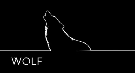 Striking white wolf silhouette howling at moon against dark night sky, evoking wild spirit and primal calls for your designs.
