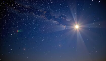 Serene night sky, bright moon glowing amidst a tapestry of twinkling stars, light, magical, cosmos