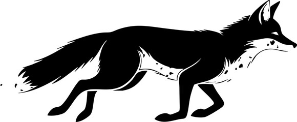 Dynamic black fox silhouette in motion, capturing wild grace and natural elegance for your creative projects