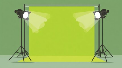 Studio lighting setup with green background
