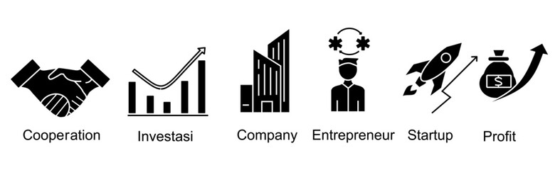 economy banner web icon vector illustration concept with icon of cooperation,investasi,company,entepreneur,startup,profit