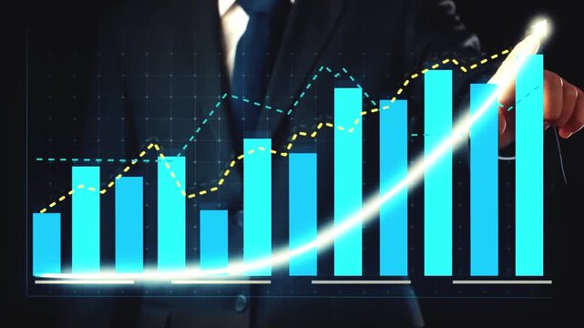 Finance background illustration with abstract stock market information and charts over world map and stock indexes.