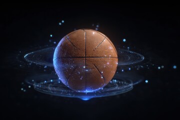 Sci-Fi Basketball with Spinning Neon Energy Rings