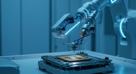 Robotic arm performing intricate task on microchip