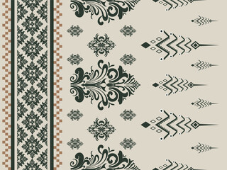 seamless pattern with floral elements design for carpet,curtain,clothing,fabric,wrapping paper,tiles,textiles,batik,texture and wallpaper.Vector background.