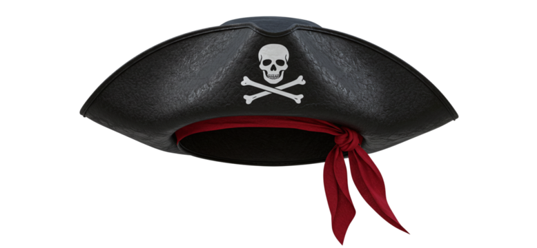 Pirate hat isolated on transparent cutout background, cut out, png