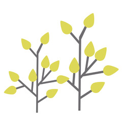 Simple Flat Design Spring Bud Branch Illustration Nature Element