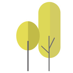 Minimalist Style Yellow Tone Trees Scenery Illustration Design Element