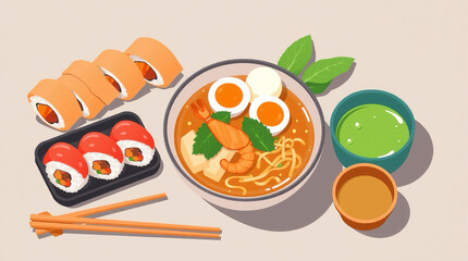 sushi and chopsticks