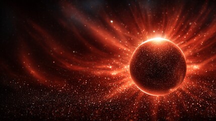 Naklejka premium Stock visual concept Stunning Cosmic Scene with Glowing Planet and Radiant Space Dust high quality creative scene for digital use and commercial design