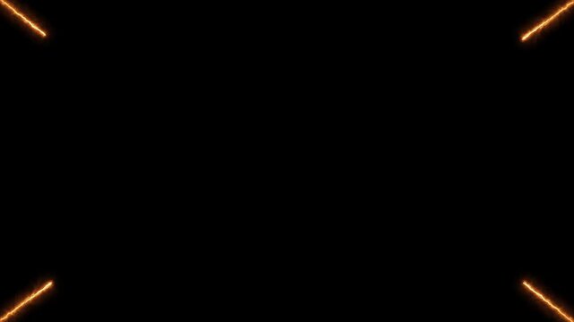 Geomatic line Neon bright orange X Shape magenta red color animation. Seamless loop black background 4k video.