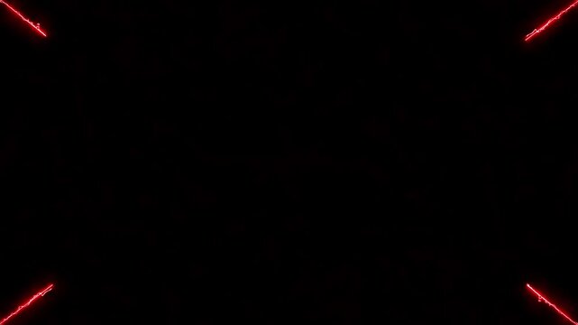 Geomatic line Neon bright red X Shape magenta red color animation. Seamless loop black background 4k video.