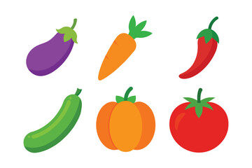 Vegetables Collection Flat Vector Icons