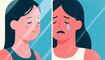 Emotional Illustration of Mental Health Struggles and Sadness