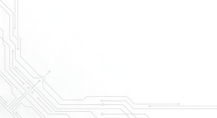 Abstract circuit board design with modern technology lines and digital connections for a clean, minimalist aesthetic