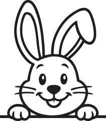 line art rabbit head peeking logo silhouette vector art illustration.