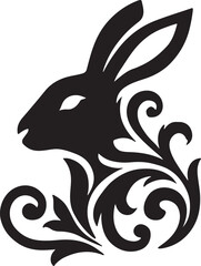 rabbit head peeking logo silhouette vector art illustration.