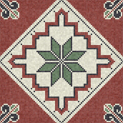 Fototapeta na wymiar Mosaic tiles decorative background, seamless repeating vector pattern template for wallpaper, background, wood print, metal print, plastic print, glass print, decor