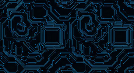 Intricate blue circuit board design illustrating technology, innovation, and digital infrastructure concepts