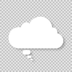 A speech bubble with a shadow on a transparent background. A chat window for commenting on messages and comics. A white cloud. Vector EPS 10.