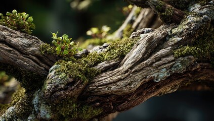 Obraz premium Close-up of weathered bonsai branch