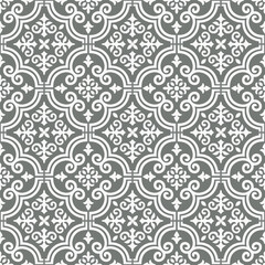 Abstract floral seamless pattern. Simple geometric ornament in oriental style. Flower tile background.
