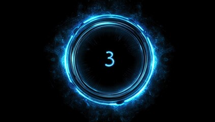 Abstract countdown circle with glowing blue rings