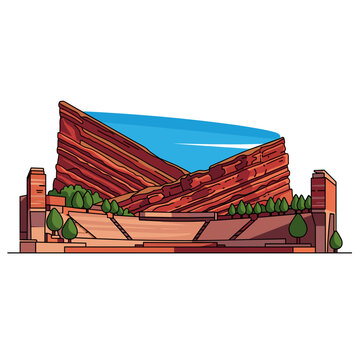 Iconic Red Rocks Amphitheatre with Striking Red Sandstone Formations.