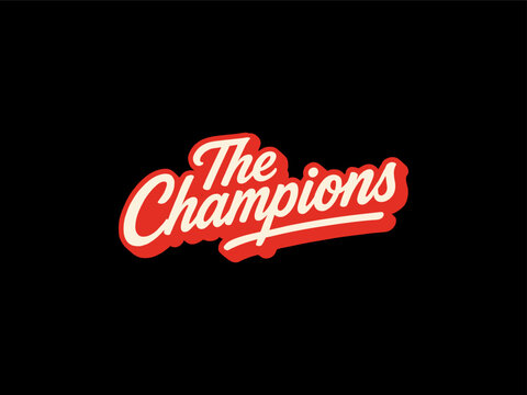 Retro The Champions Script Logo Success, Victory, Achievement Typography, design t-shirt streetwear clothing, vector typography, perfect for modern apparel