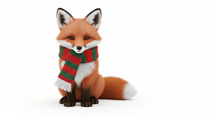 Cute christmas fox with scarf holiday animal happy winter season adorable festive wildlife cartoon art