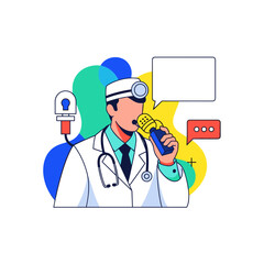 Doctor Giving a Presentation with Microphone and Stethoscope.