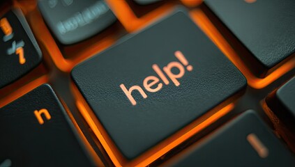 Close-up of glowing "Help" key