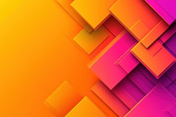Fototapeta premium Dynamic Color Palette: An abstract artwork showcasing an array of overlapping squares and rectangles, creating depth and dimension with vibrant gradients of orange and magenta.