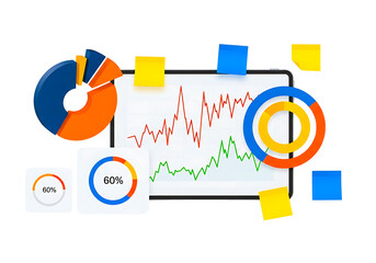 Obraz premium Business analytics and data visualization isolated on transparent background