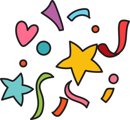 Confetti and Stars for New Year party celebration and festive holiday icon decoration