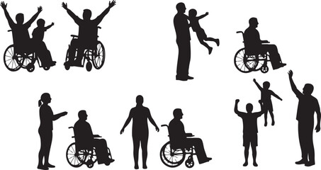 PrintInclusive community, wheelchair support, disability empowerment, diverse interaction, accessible lifestyle, human connection, mobility aid, celebration, unity, silhouette people, care