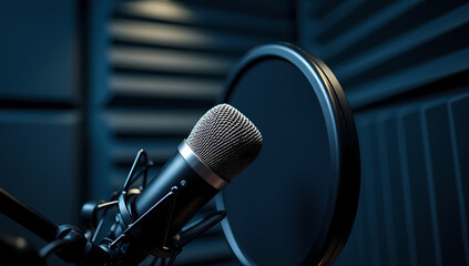 Professional Studio Microphone with Pop Filter Recording Session