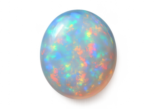 Opal gemstone sphere shining with colorful iridescence