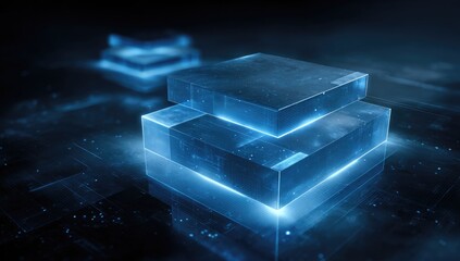 Stacked glowing cubes on a dark surface