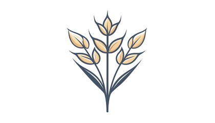 Stylized wheat illustration with cream grains and blue-gray stems on a white background