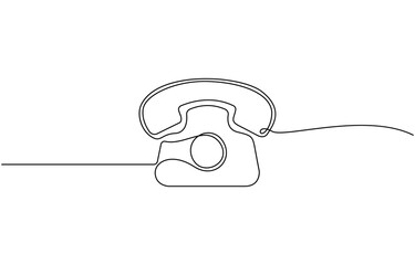 Old telephone continuous one line drawing, telephone receiver art with editable stroke vector illustration.