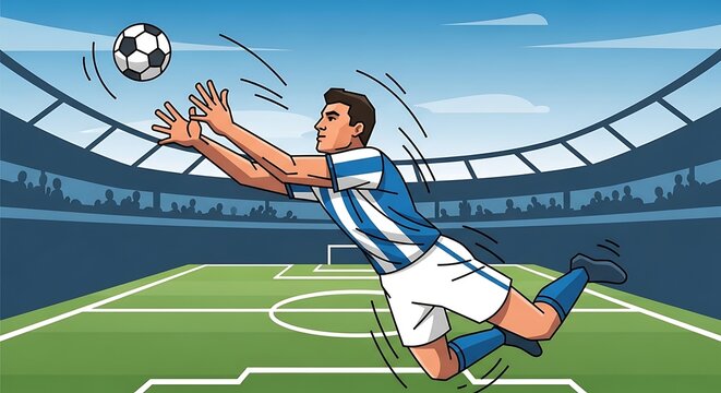 Goalkeeper Saves Soccer Ball. - Powered by Adobe