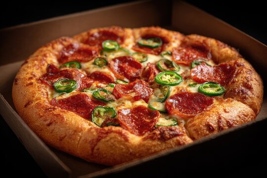 Pizza in a box, close-up - Powered by Adobe